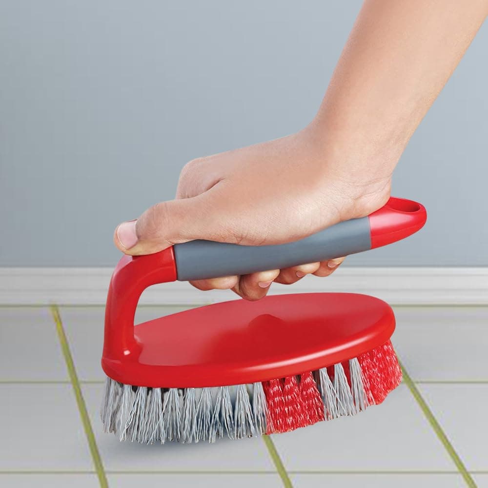 Cello Kleeno Tile Scrubber Plastic Brush, Red and Grey