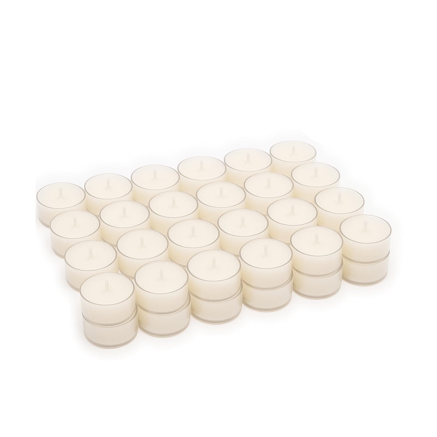 Stonebriar Unscented Long Clear Cup Tealight Candles, Extended Burn Time, White, Bulk, Wax Plastic, 48 pack (8 hour)