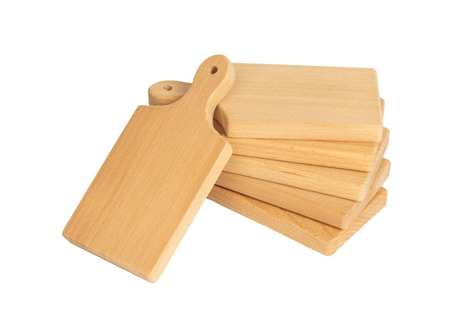 Beech Charcuterie Boards – 6-Pack 7″ × 3.35″ Light Wood Serving Paddles, Blank Cheese Trays for Laser Engraving, DIY Paint or Resin