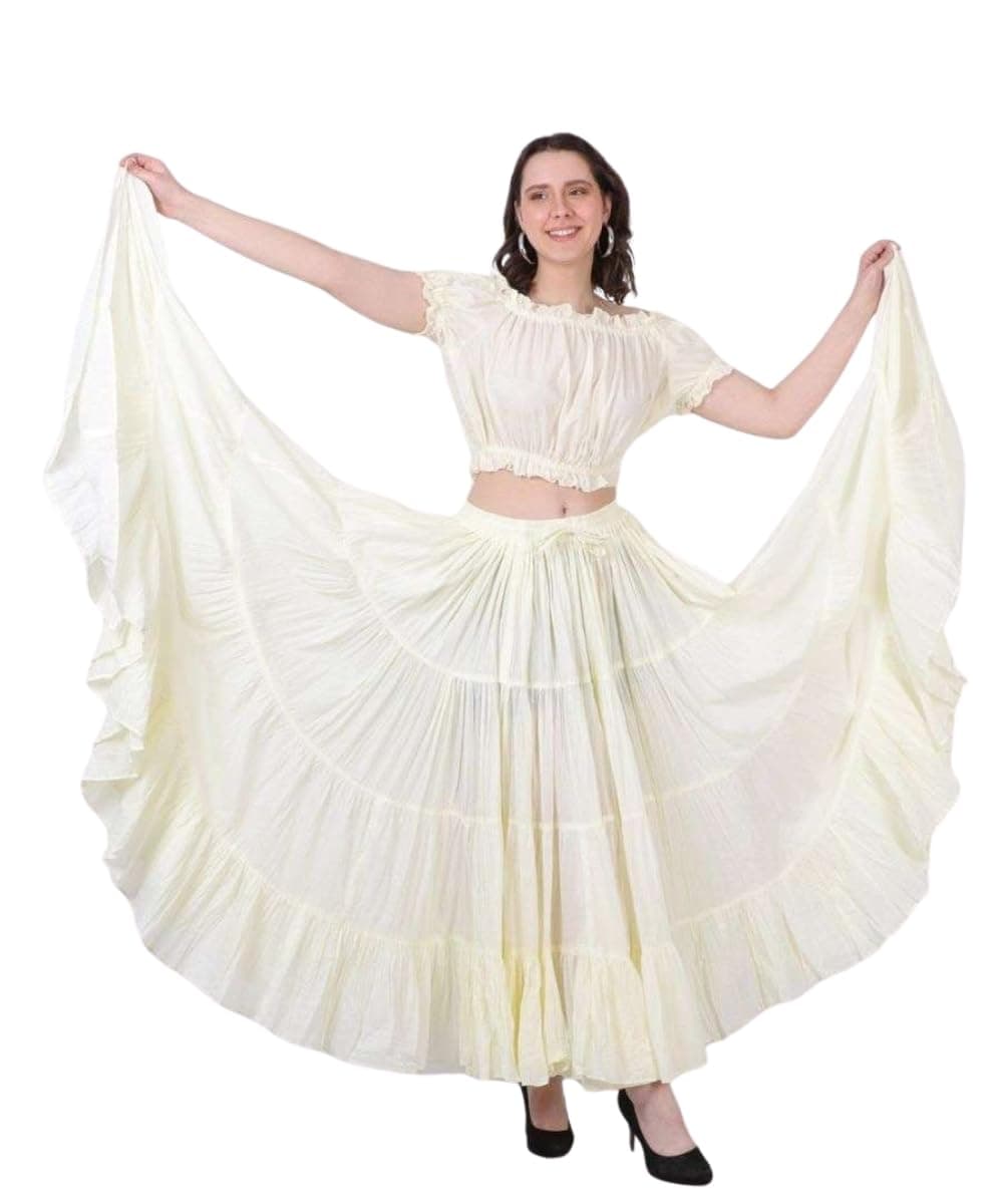 Women's Gypsy 25 Yard Solid Color Cotton Skirt