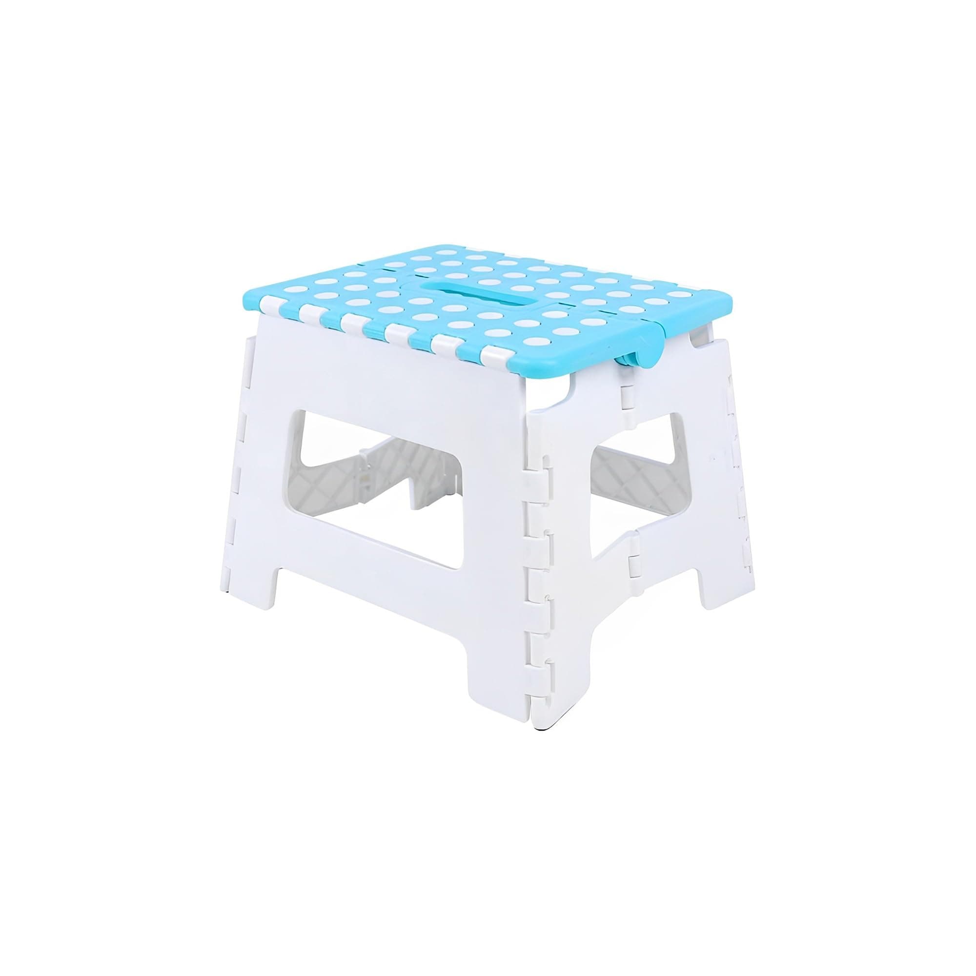 Folding Step Stool With Carry Handle & Anti Skid Footpad For Kids & Adults | Foldable Step Stool | 9 Inch, Blue/White