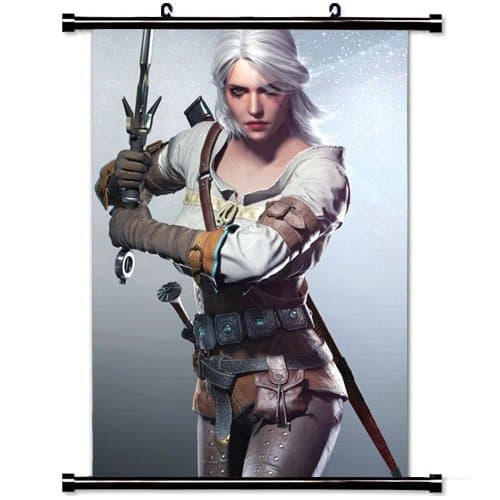 MiniGao Wall Scroll Poster with The Witcher Wild Hunt Cd Projekt Red The Witcher Sword Girl Look Cris Scar Zirael Home Decor Wall Posters Fabric Painting 32 X 48 Inch