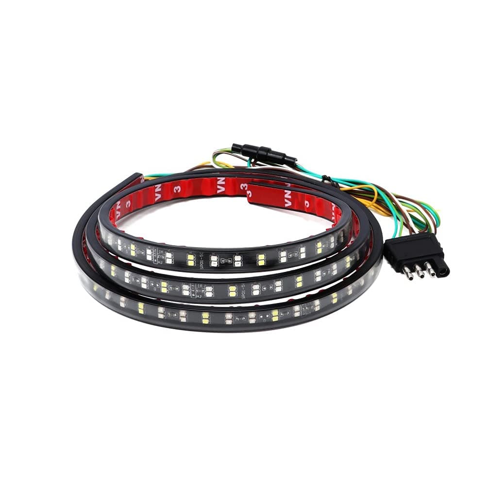 Fuguang 60'' 2-Row Truck Tailgate Light Bar 5-Function Flexible Strip Lights 216Leds High Brightenss White/Red Rear Under Tailgate Led Light Bar for F150 Dodge GMC