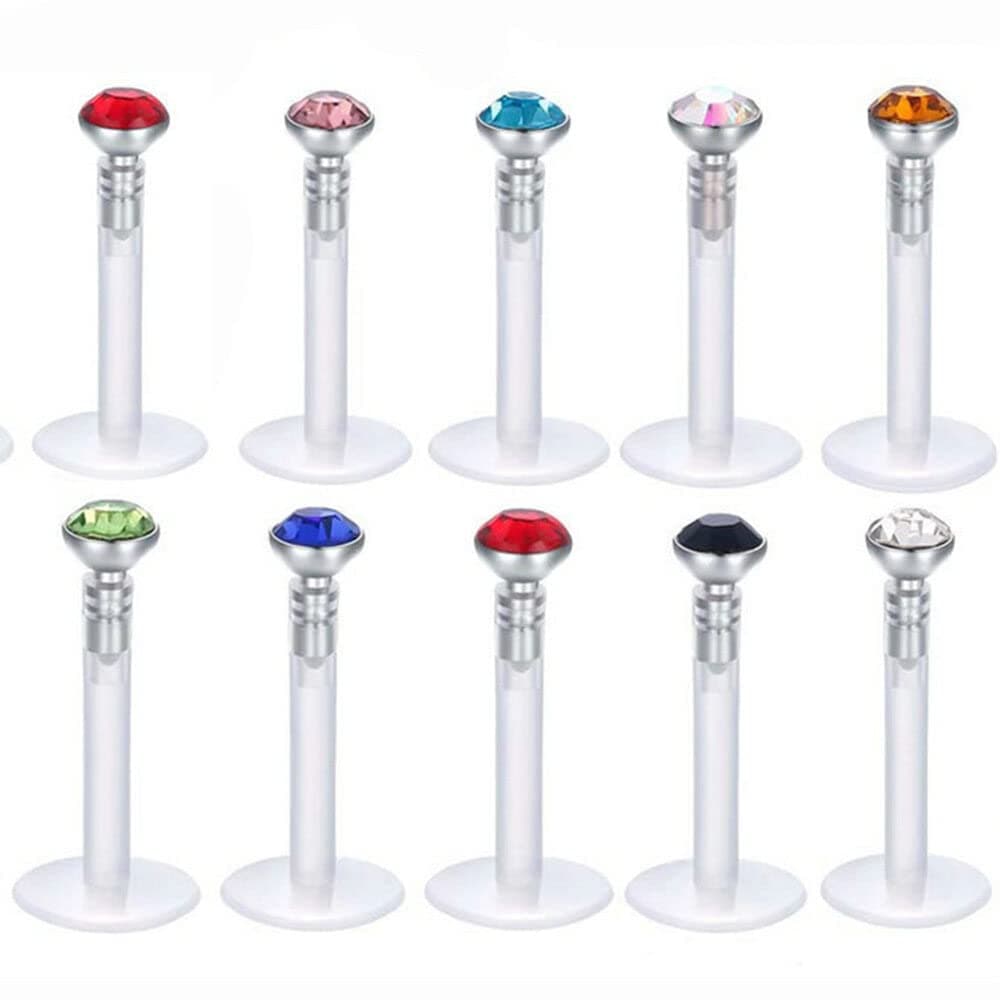 10Pcs Labret Lip Rings Bioflex Labret Tragus Cartilage Earring Stud Medusa Monroe Piercing