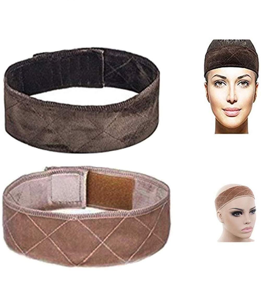 Amcho Wig Grip Adjustable Elastic Headband Fastener Adjustable Wig Band 2 PCS(Light Coffee and Brown)