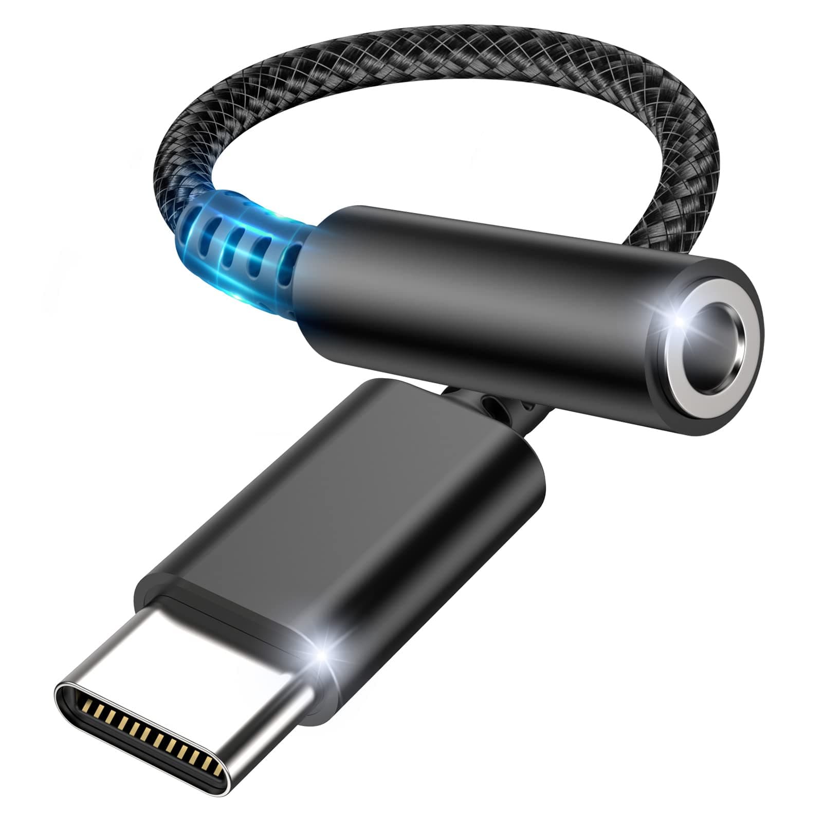 USB Type C to 3.5mm Female Headphone Jack Adapter, CKCN USB C to 3.5mm Audio Adapter, USB C to Aux Audio Dongle Cable Cord Compatible with Samsung Galaxy, iPad Pro, MacBook Pro/Air, Huawei (Black)