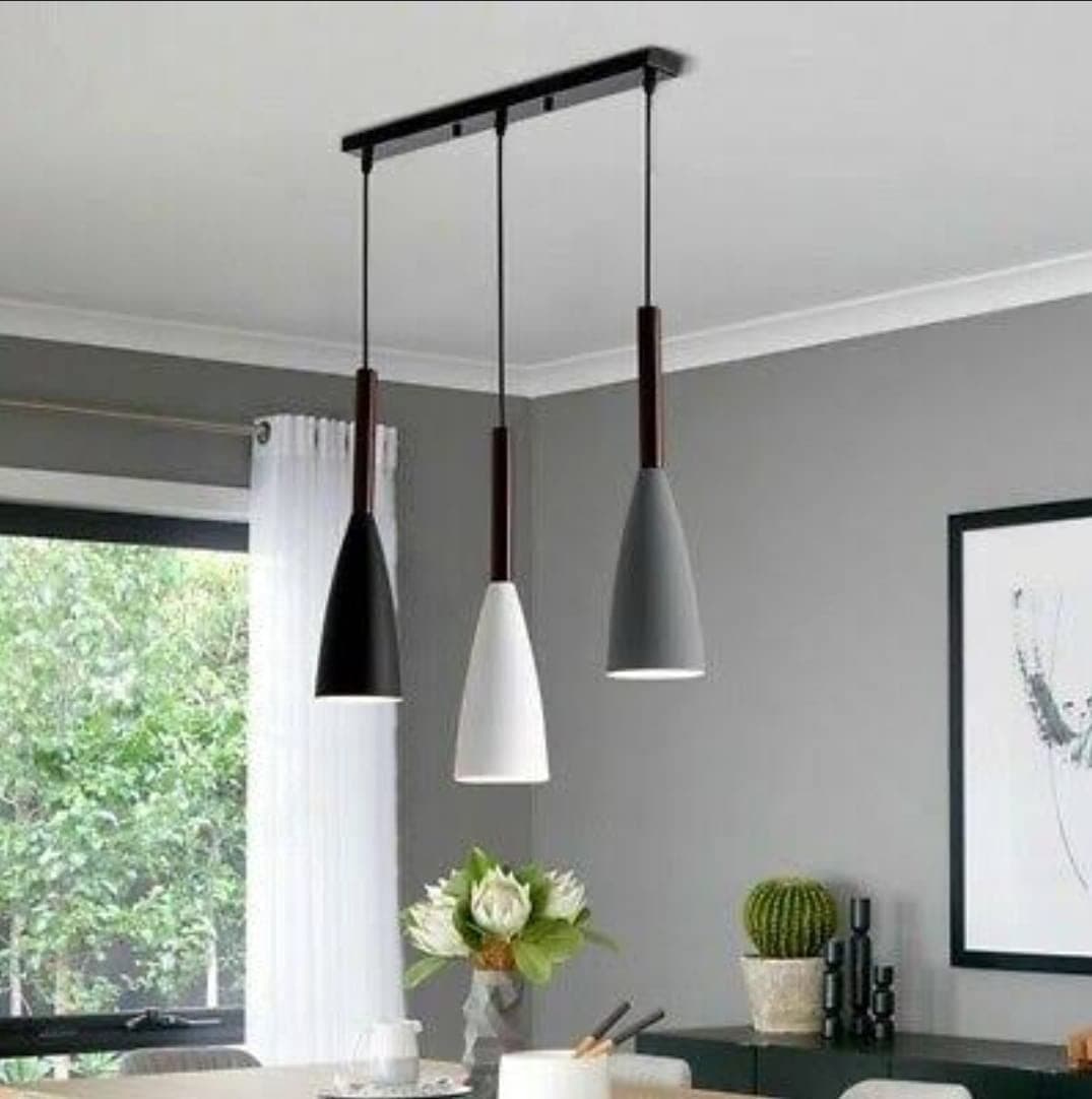 Ceiling Hanging Lights for Dining Table, Living Room Pendant Lamp, Restaurants and Cafe Counter Light (Linear Cluster with 3 Bulbs)