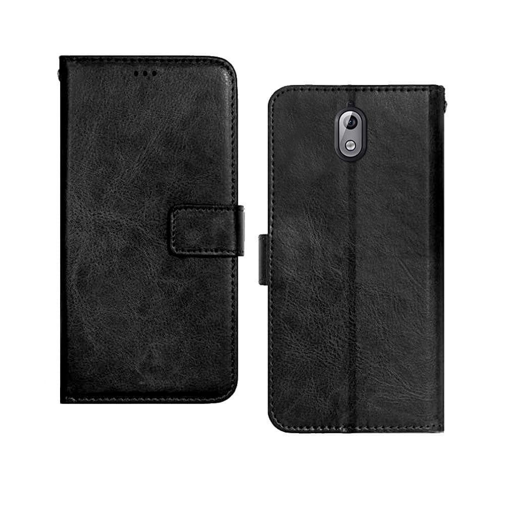 Inktree Nokia 3.1 Flip Case | Premium Leather Finish | with Card Pockets | Wallet Stand |Complete Protection Flip Cover for Nokia 3.1 - Black