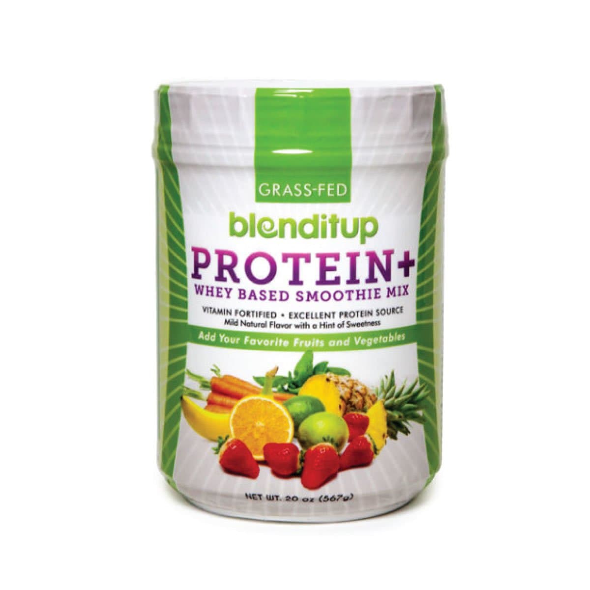 Grass Fed Whey Protein Powder 20 oz Unflavored Protein Smoothie Mix - Non-GMO, Gluten Free, No Eggs, No Sugar, Low Carbs