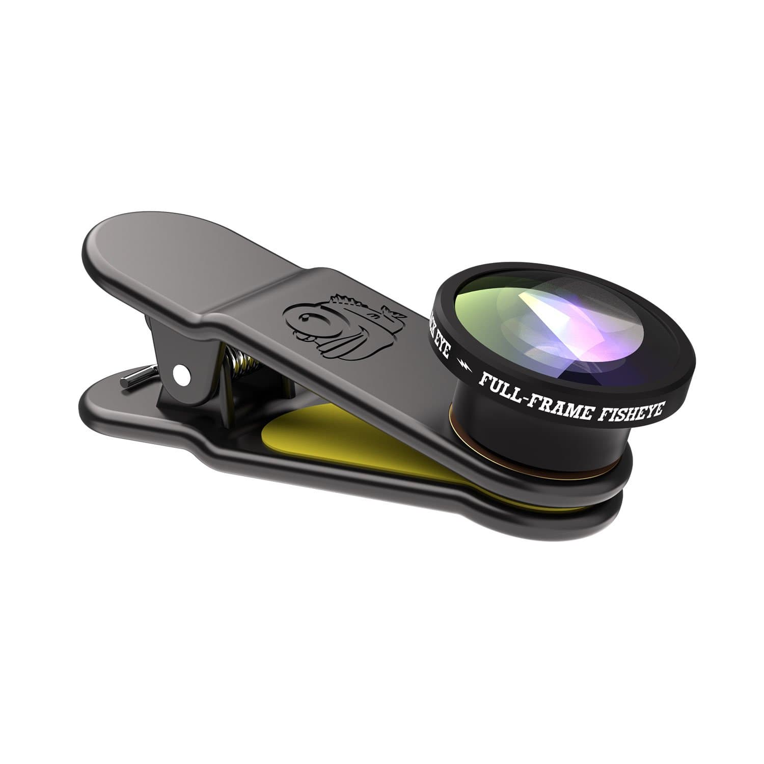Black Eye Lens Full Frame Fish Eye 180 Degrees Universal Smartphone and Tablet Clip-On Camera Lens, Compatible with iPhone, iPad, Samsung - Black/Yellow