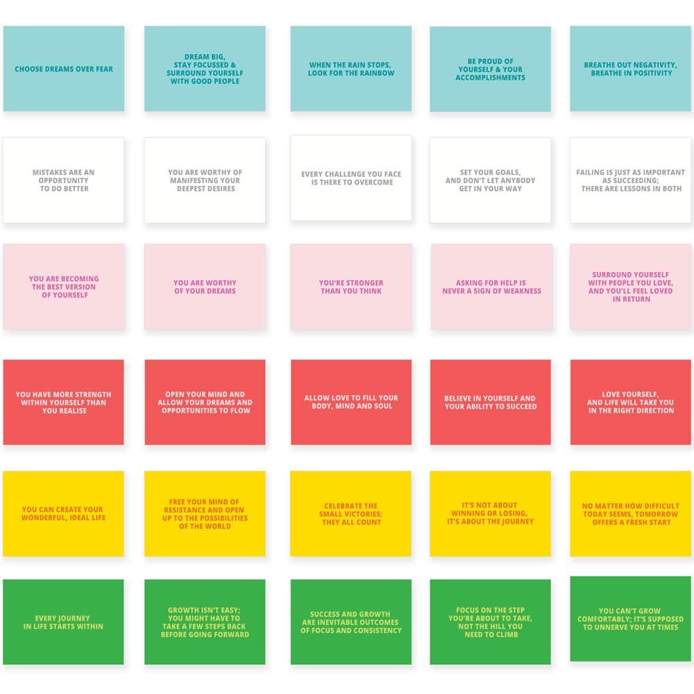 30 Unique Motivational Quote Cards - Stocking Fillers A6 Postcards with Beautiful Words and Colourful Designs