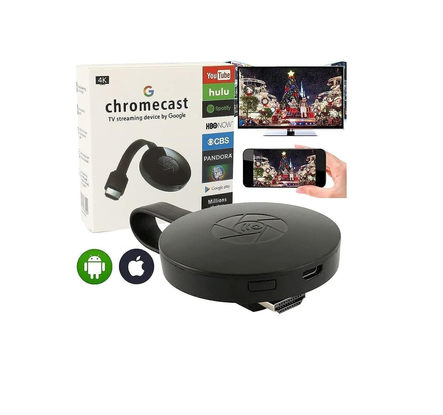 eTECH New WiFi Display Dongle, 4K Wireless HDMI Screen Mirroring Display Adapter, 4K/HD/WiFi Streaming Video Receiver 1080P HD Support Chrome-Cast (TV/DLNA/AirPlay/Miracast) - Black