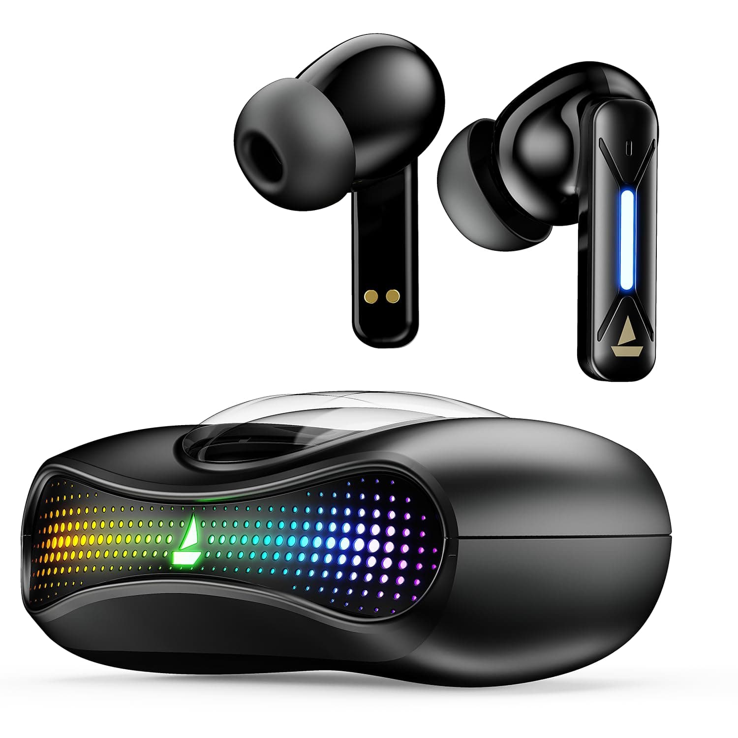 Boat Airdopes Drift TWS in Ear Earbuds, 40hrs Playback, Beast Mode(40ms Latency), 4 Mics with ENx, Car-Shaped ID with RGB LEDs, ASAP Charge, IWP Tech, BT v5.4 & IPX4 Resistance(Black Sabre)