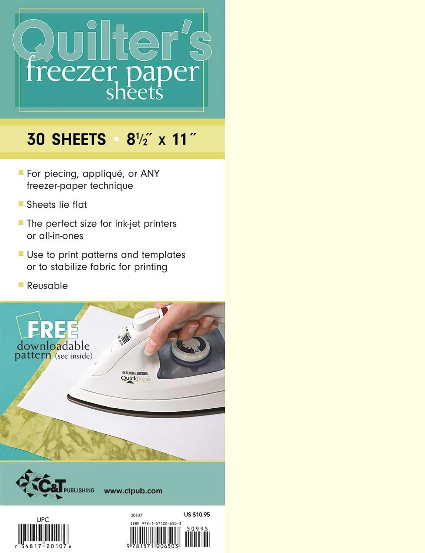 Quilter's Freezer Paper Sheets: 30 Sheets, 8 1/2” x 11”