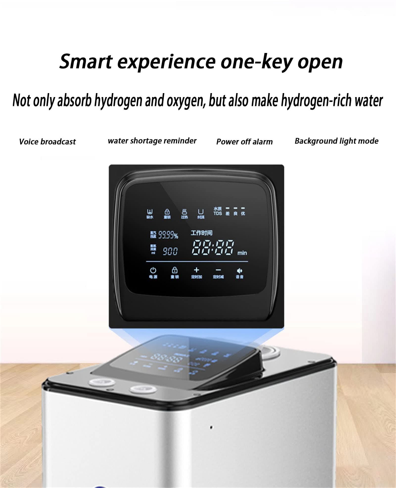 Hydrogen Inhalation Machine 99.99% Purity, HO-Separated 900ml/min Inhaler Dual-Port, Hydrogen Water Generator, SPE PEM Water Ionizer, for Home, Travel and Car