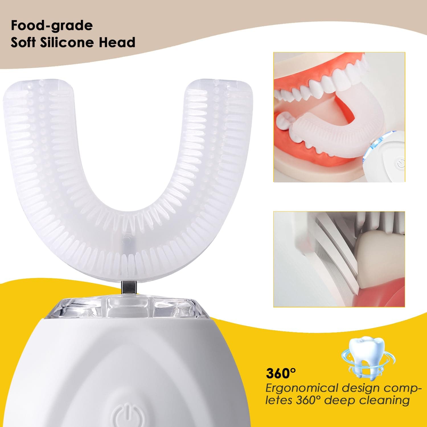 EITVLAGE 360 Ultrasonic Toothbrush, Automatic Toothbrushes Auto Sonic Tooth Brush, Teeth whitening Brush with Timer & Wireless Charging 360° Ultrasonic Electric Toothbrush for Adult