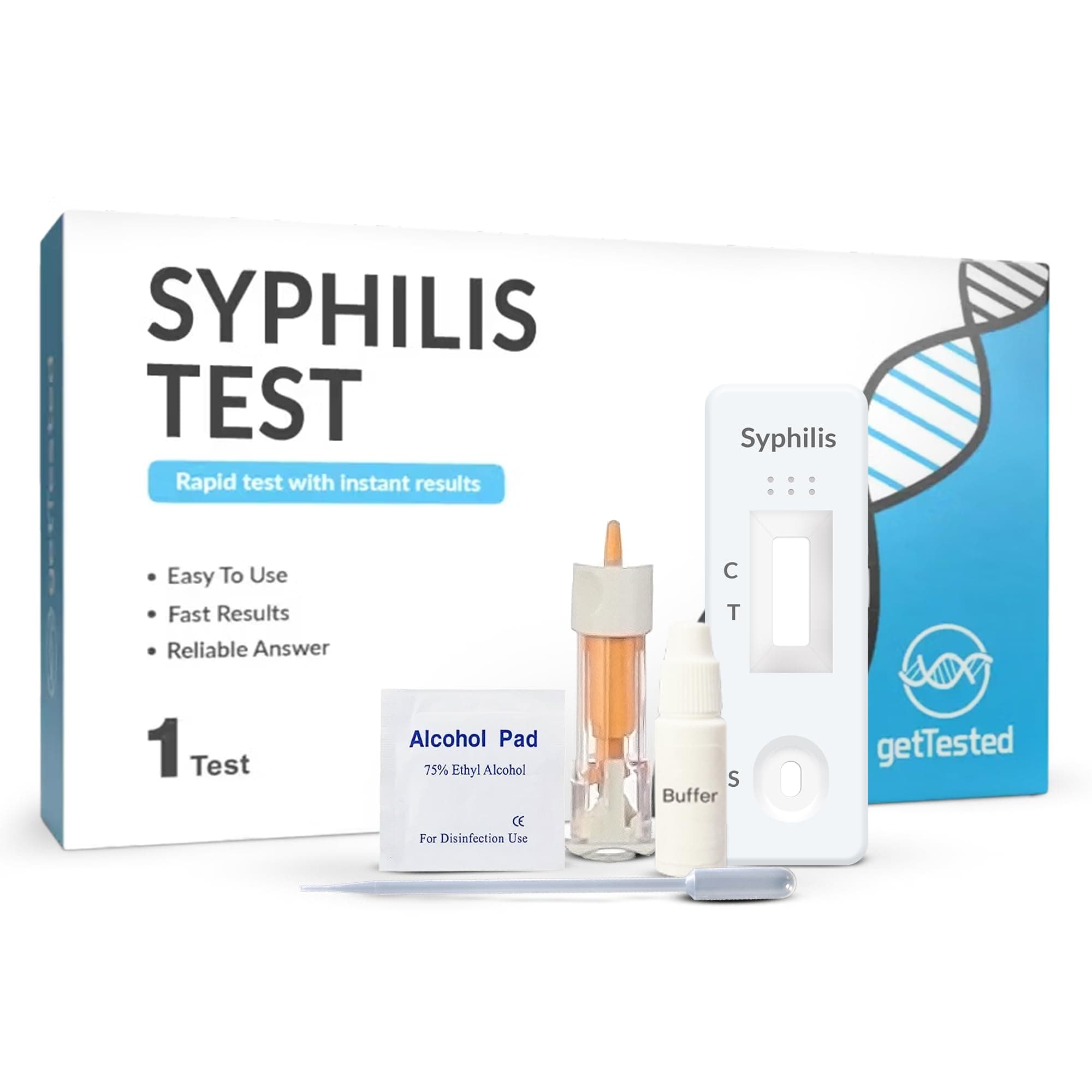 Syphilis Test (1 Test) detects Treponema Pallidum antibodies (IgG and IgM). I...