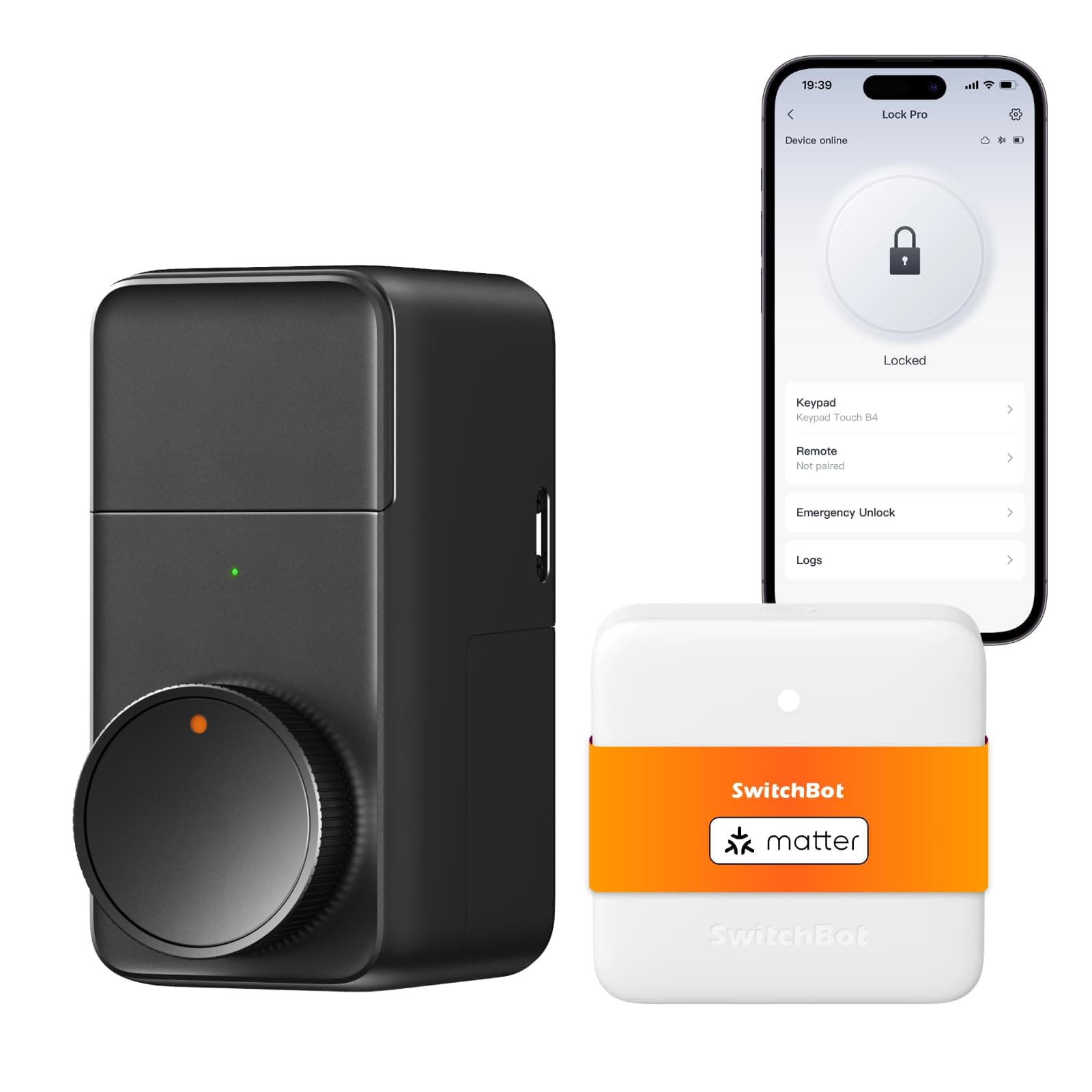 WiFi Smart Lock Pro with Mini Hub, Keyless Lock, Smart Electronic Lock Without Conversion, Supports Matter, Alexa, Google, IFTTT