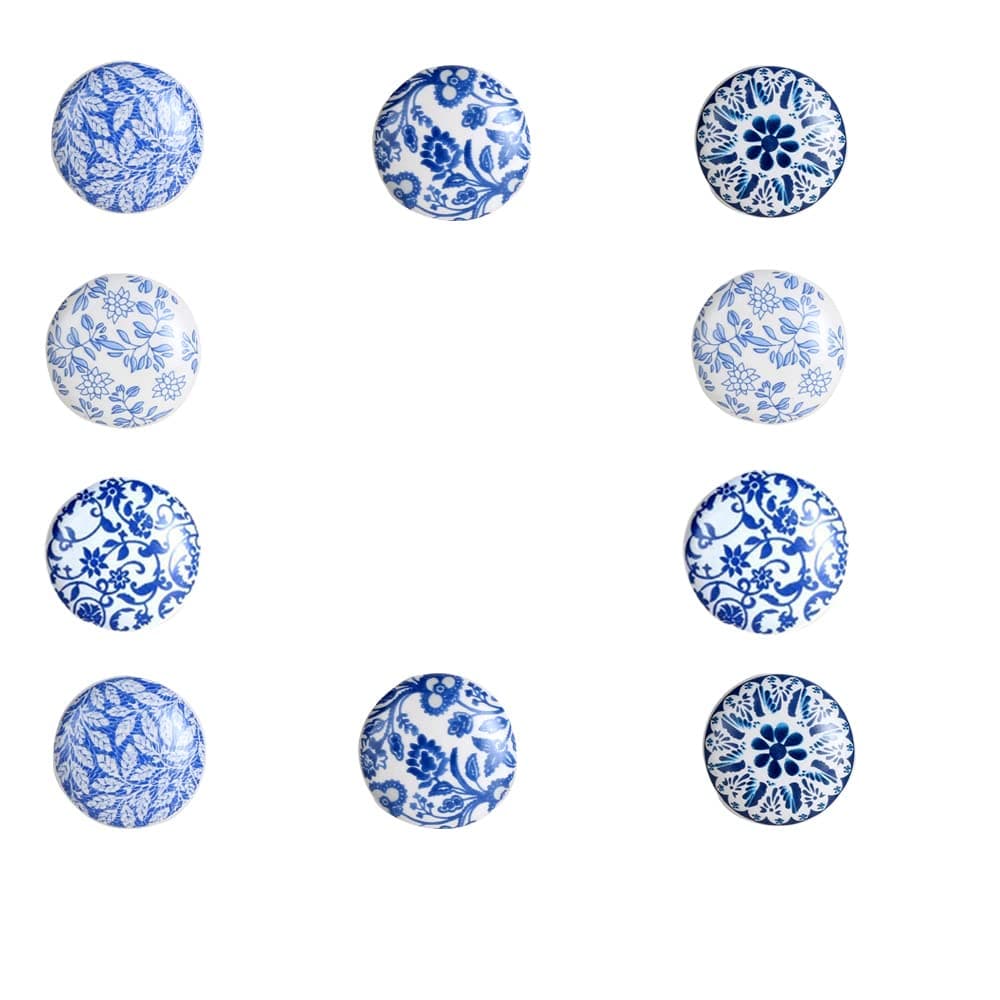 Perilla Home Set of 10 Blue Taylor Ceramic Drawer knobs Diameter 1.5" Cupboard Glass Door Knobs Dresser Wardrobe and Drawer Pull (Blue)