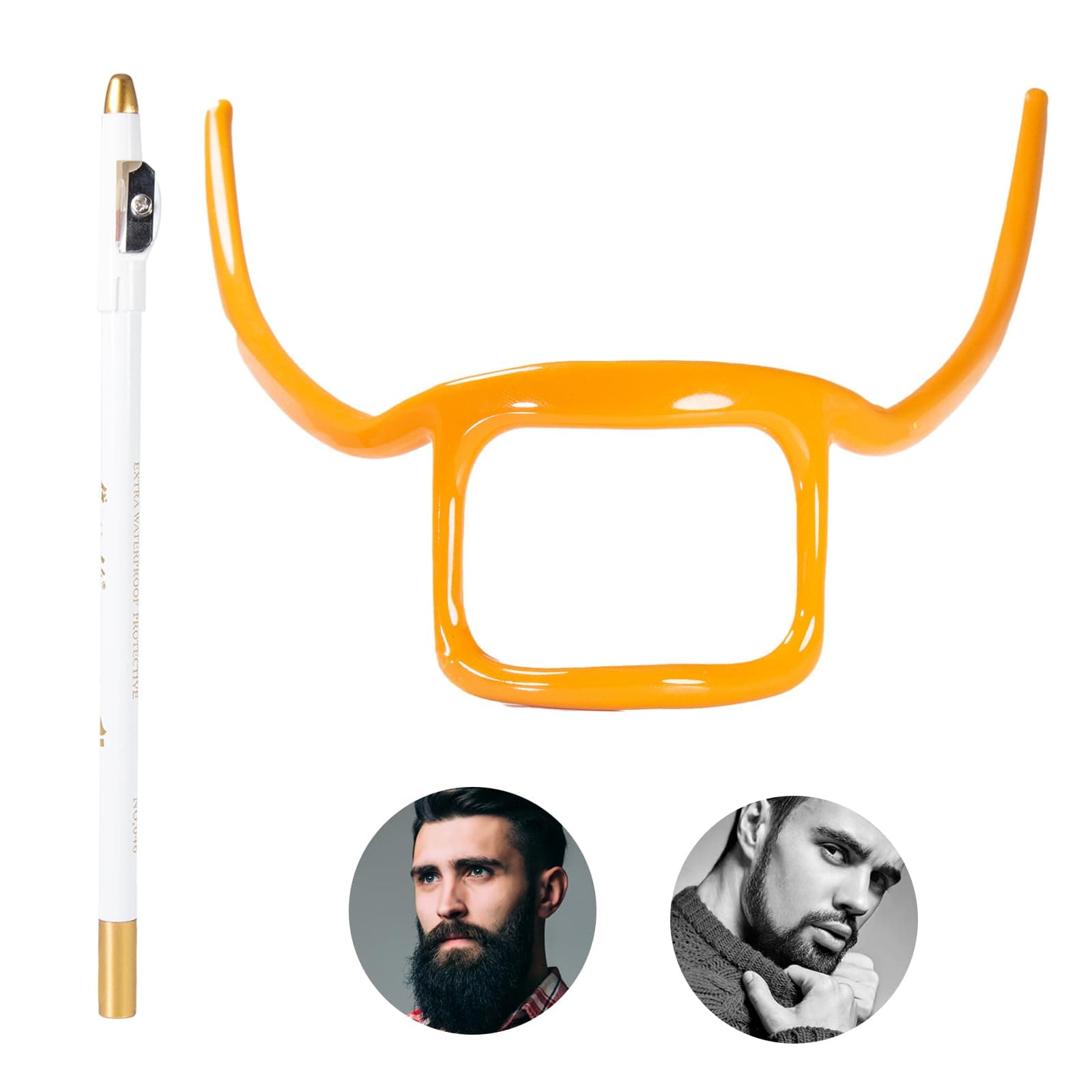 DAGEDA Beard Shaper&Barber Pencil kit, Beard Lineup Tool Beard Shaping Tool for Beard Liner Goatee Shaper, Perfect Symmetric Beard Guide Many Styles Beard Template for Men(Orange)