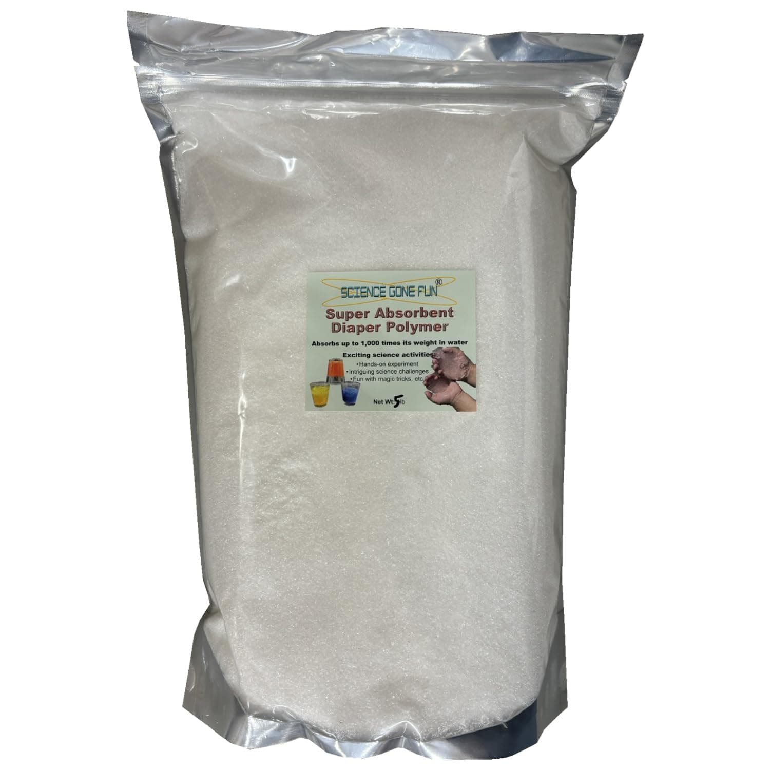 Super Absorbent Polymer: Sodium Polyacrylate 5 lbs - Ideal for Diapers & Science Fun