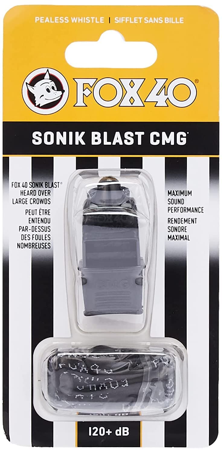 Sonik Blast CMG Official Whistle with Break Away Lanyard (Black)