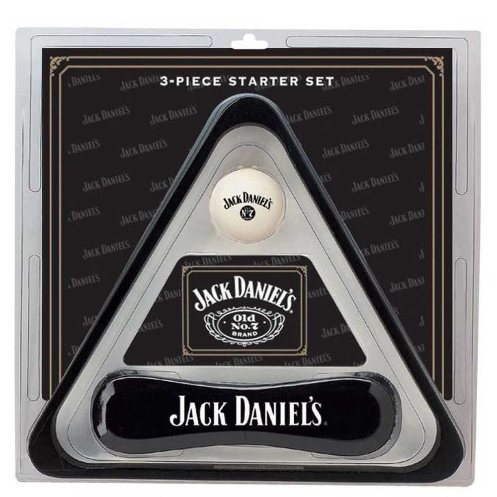 Jack Daniel's Branded 3-Piece Billiards Starter Set w/Rack, Brush, and Cue Ball