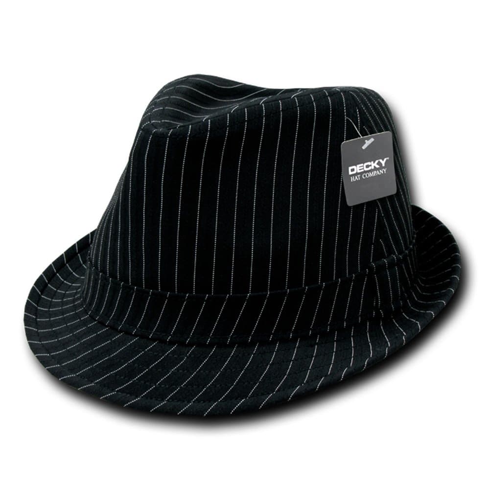 DECKY Black Deluxe Pinstripe Fedora, Large/X-Large