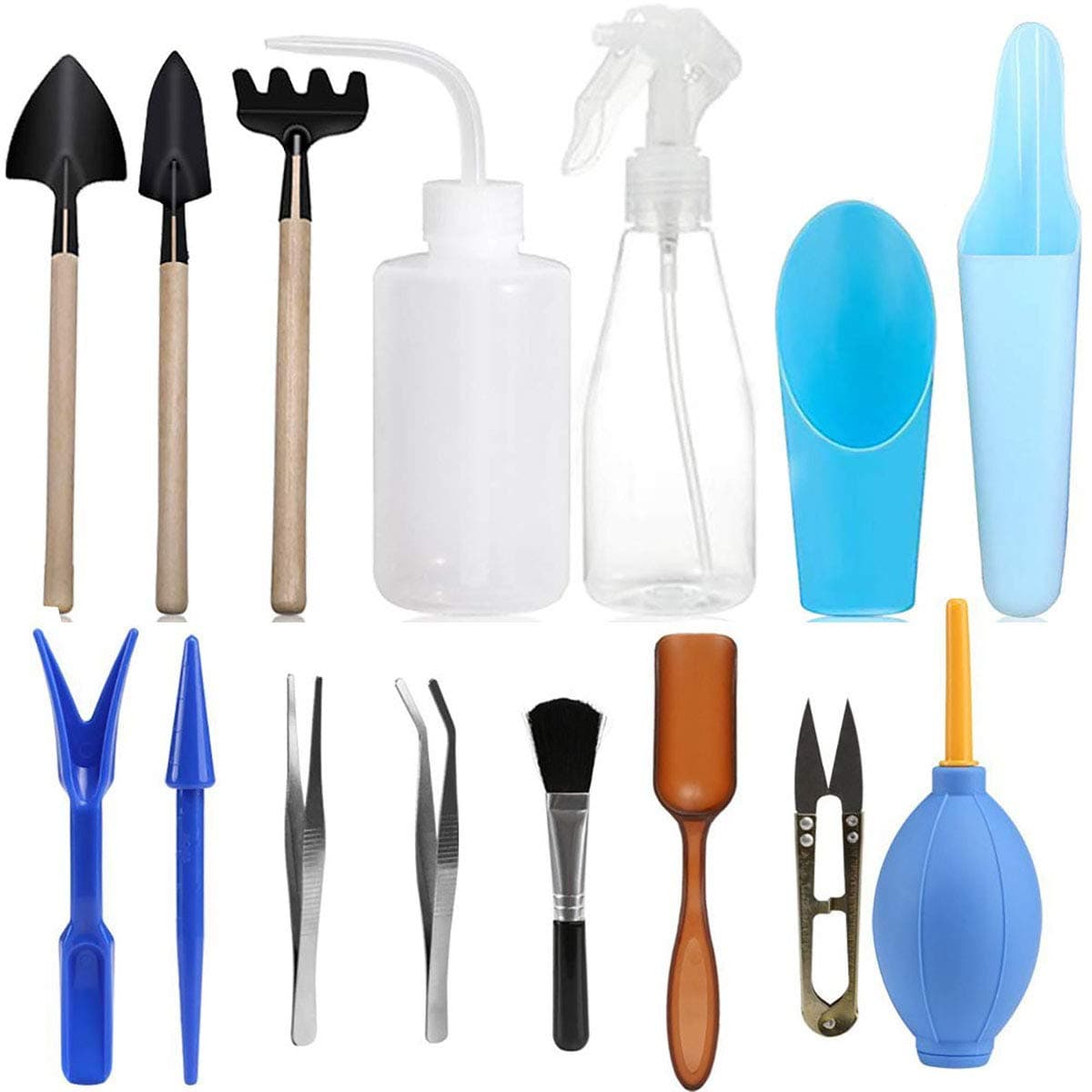 Wesdxc 15 Pieces Succulent Plants Tools, Mini Garden Hand Tools Transplanting Tools Miniature Planting Gardening Tool Set for Indoor Miniature Fairy Garden Plant Care ¡