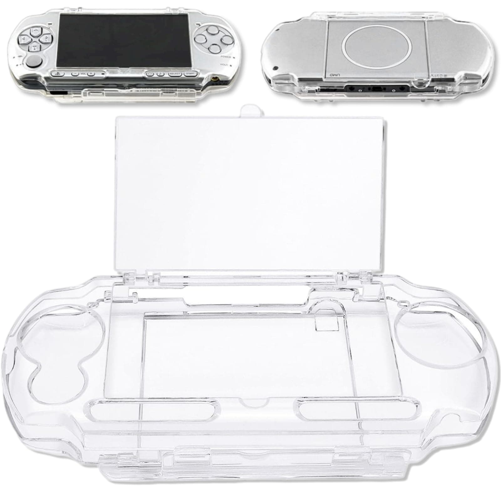 Clear Hard Case for PSP 3000 for PSP 2000,Protective Transparent Hard Case, Full Cover Protector Cover Case with Clear Display Movie Bracket, Shock/Scratch Resistant (for PSP 2000/PSP 3000 Series)