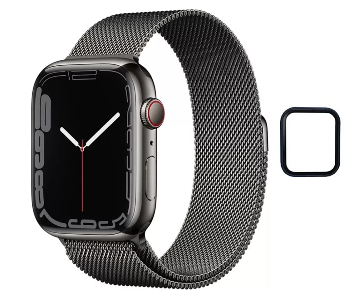 Dado Milanese Loop Strap for Apple Watch Series 10 | Ultra 2 | 9 | 8 Ultra | 8 | 7 | 6 | SE, Stainless Steel Mesh type Band with Add on Screen Protector