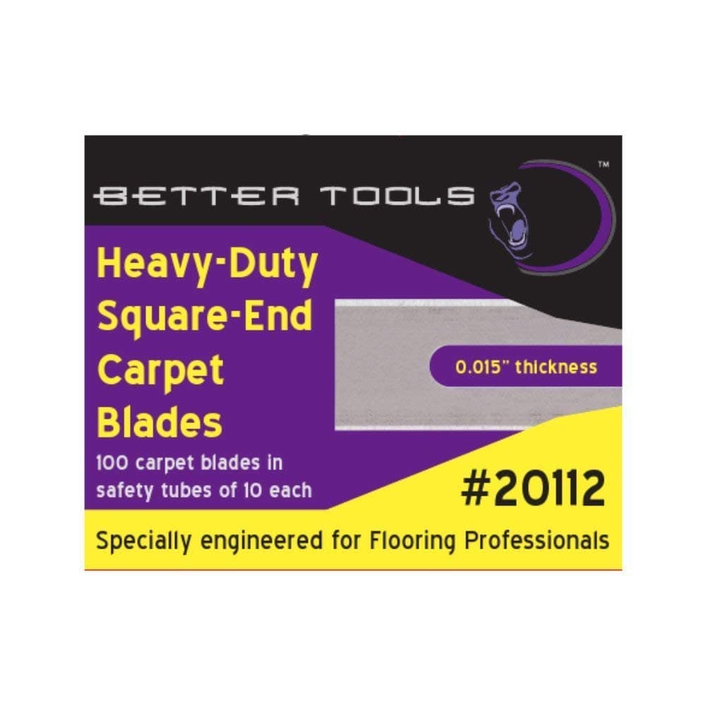 0.015" Silver Slotted Heavy Duty Square End Carpet Blade (10 Blades/Tube, 10 Tubes/Box)