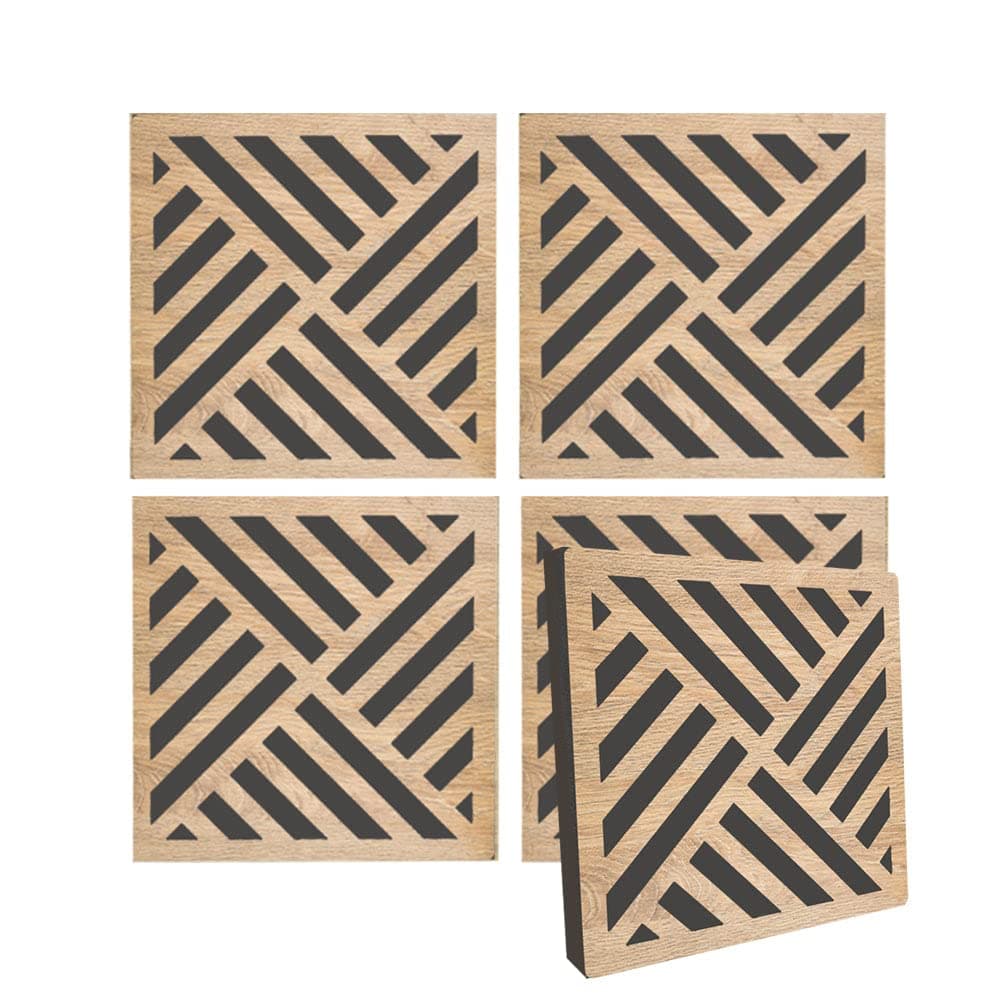 Arrowzoom 4 Diffuse PRO Acoustic Wooden Panel Absorb Sound Reduction Recording High-Density Fire Retardant Euroclass E NRC 0.64 up to 5000Hz Scattering Range Diagonal Stripes Design 29x29x1cm 1308
