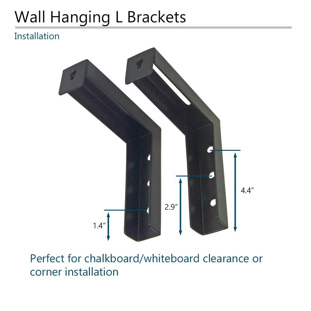Elite Screens 6" Black Projector Screen L-Brackets, Single Metal Welded Construction, Wall or Ceiling Mount - Includes Hooks and Hardware, Model: ZVMAXLB6-B