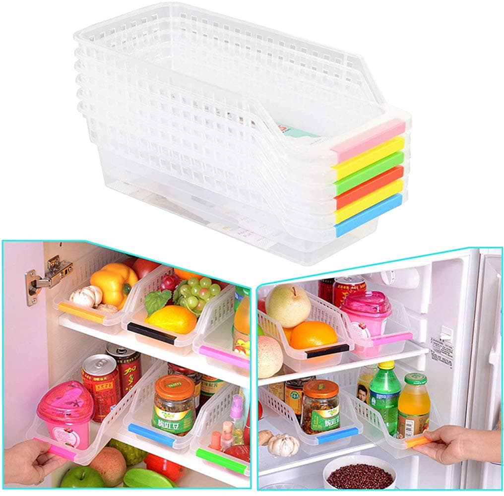 Spice Storage Organiser For Cupboard Refrigerator Durable Storage Organizer Fruit Handled Kitchen Collecting Box Basket Rack Stand Basket Container Random Color(6Pcs)