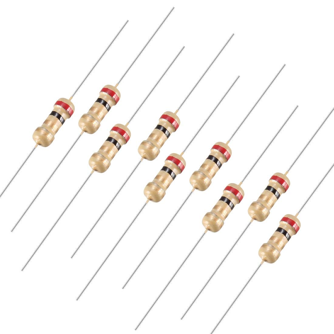 Sourcingmap 100Pcs 2 Ohm Resistor, 1/4W 5% Tolerance Carbon Film Resistors, 4 Bands for DIY Electronic Projects and Experiments