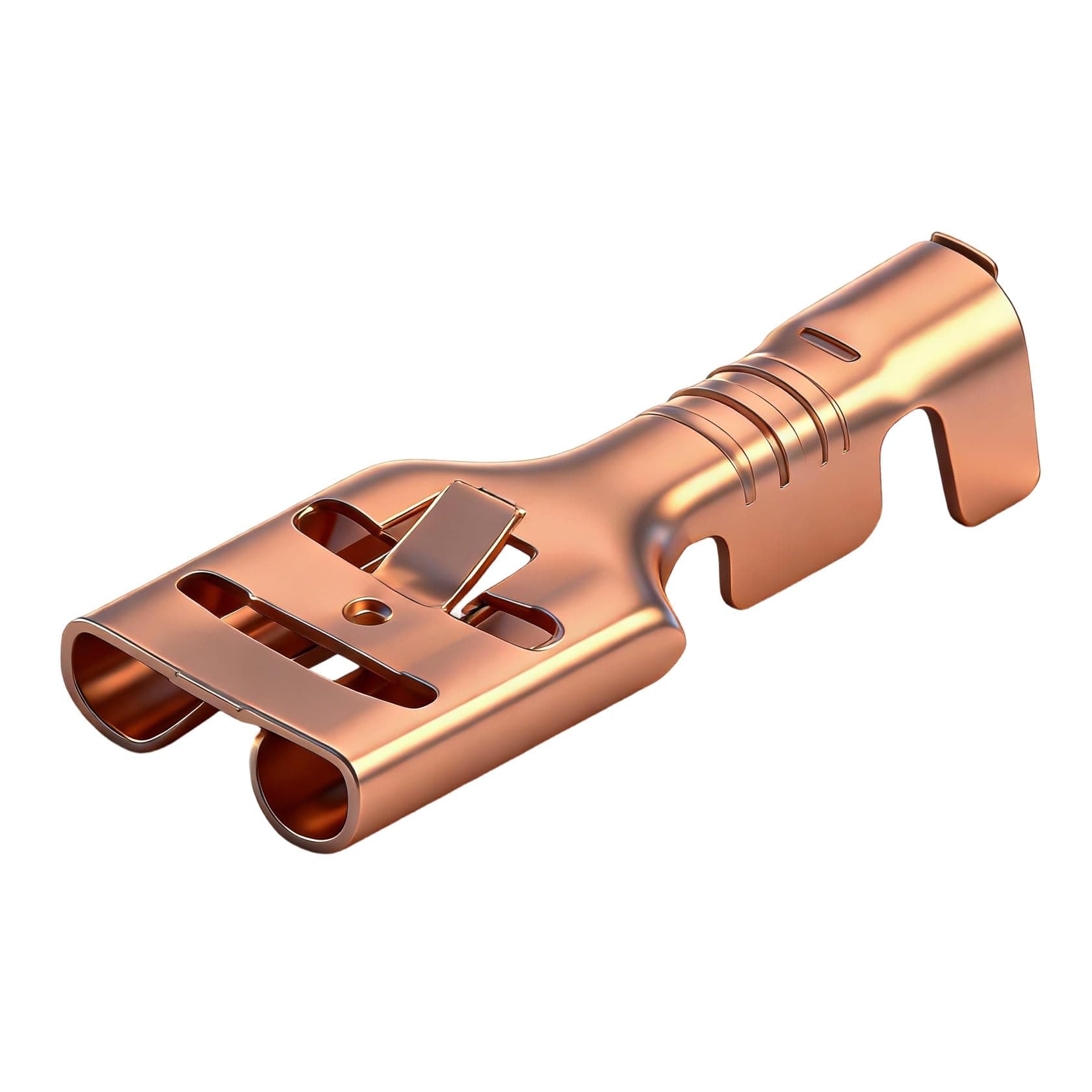 Heschen 100 Pcs Spade Crimp Terminals, 6.3mm, Brass, Non-Insulated, for Cables 1-1.5 mm²