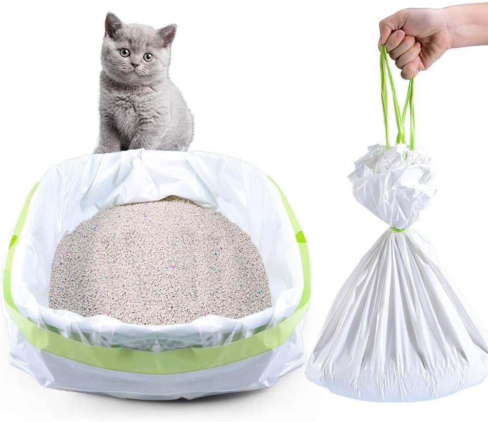 Jumbo Cat Litter Box Liners, 14 Count Drawstring Bags (36" x 18") - Easy Clean Up, Thick XL Kitty Pan Liner - Eco-Friendly Pet Cat Supplies