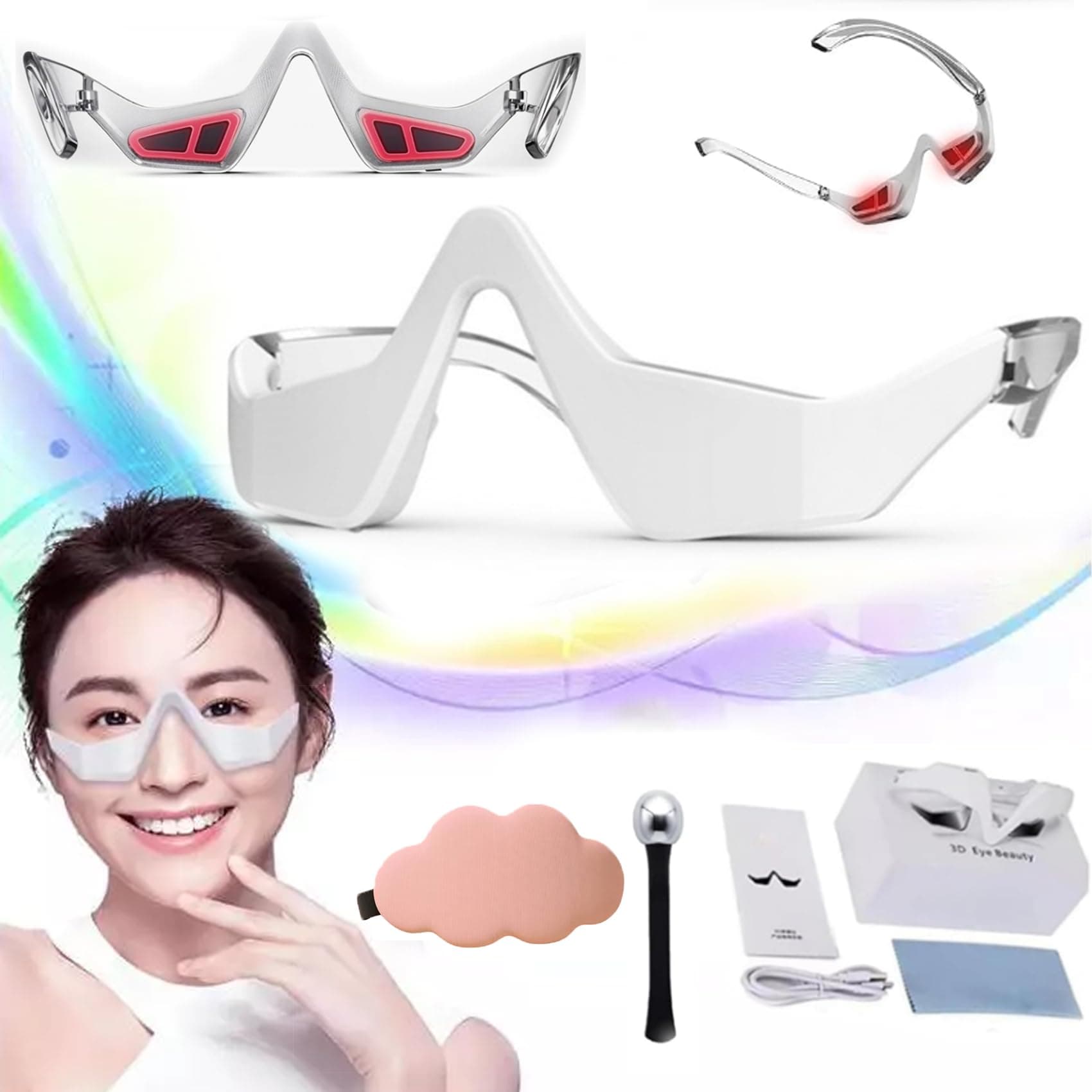 Under Eye Red Light Therapy, RevitalEyes Under-Eye Red Light Therapy, Collagen Renewal, Reduce Dark Circles, Puffy Eyes, Undereye Bags, Wrinkles with Revital Eyes Red Light Glasses