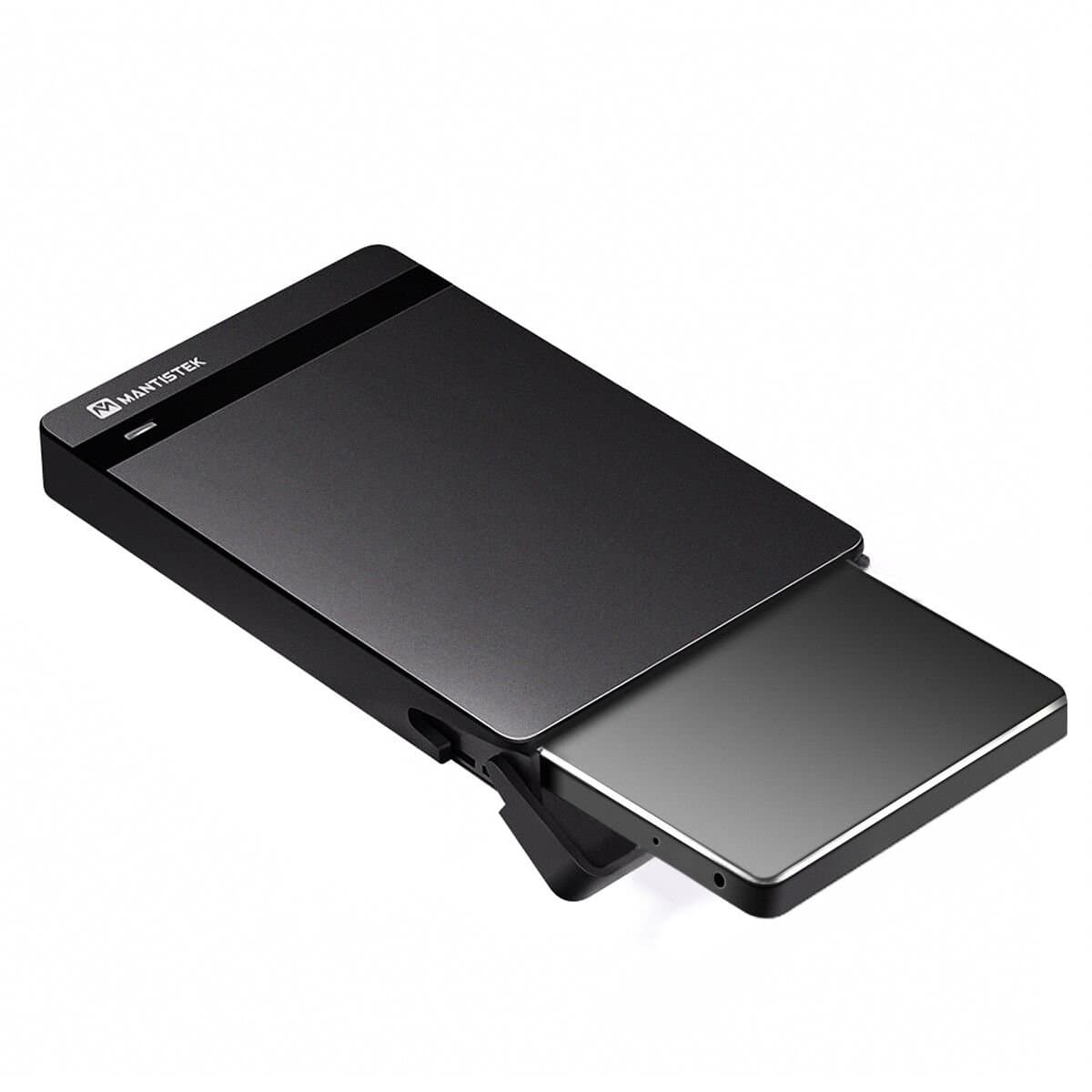 MantisTek 2.5 Inch USB 3.0 Hard Drive Disk HDD External Enclosure Case with usb 3.0 Cable Optimized for 9.5mm 7mm 2.5'' SATA HDD and SSD, Tool-free