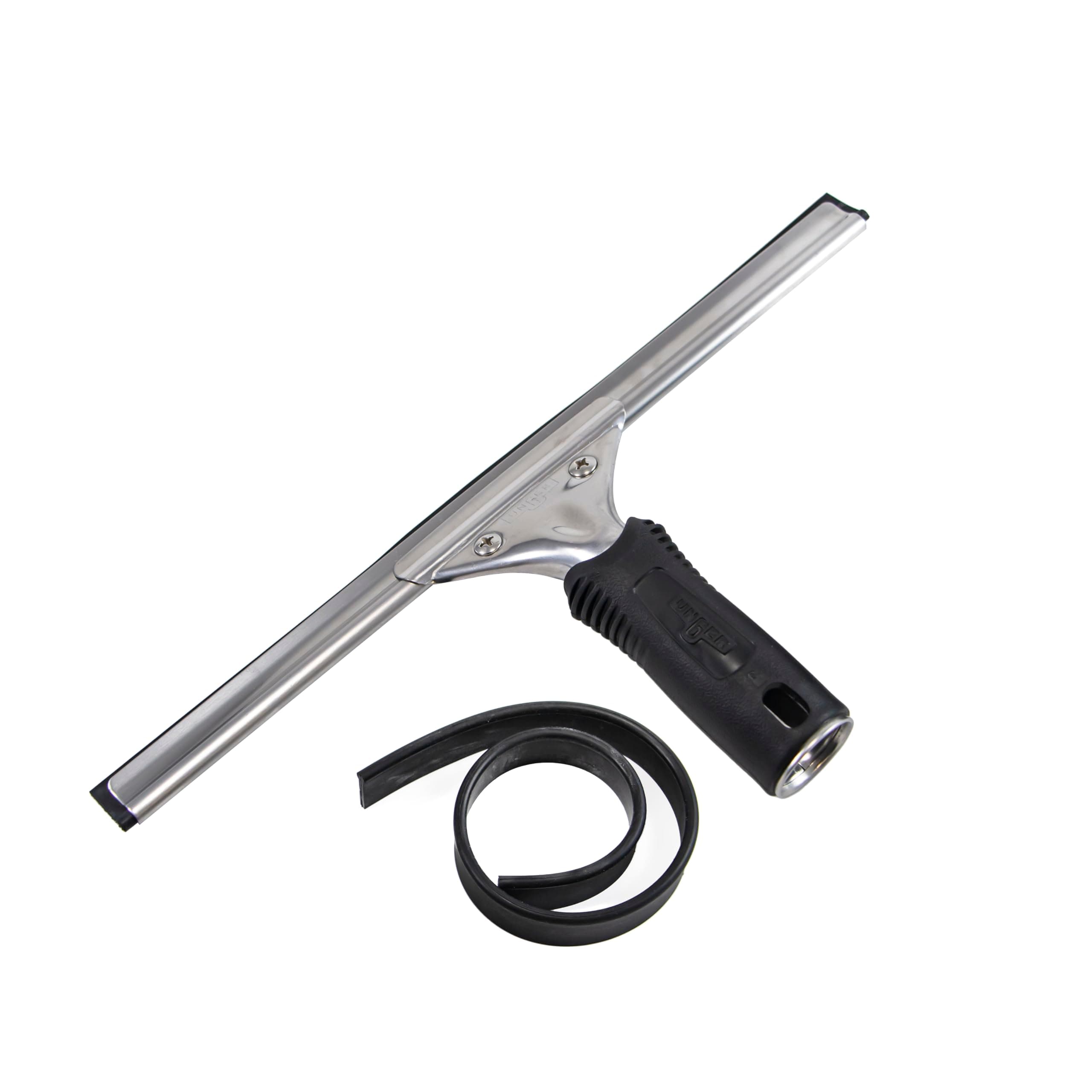 Professional Connect and Clean 12” Performance Squeegee for Glass and Window Care with Replacement Rubber, Heavy Duty Cleaning Supplies with Streak-Free Results, Handheld Household Cleaner Tool