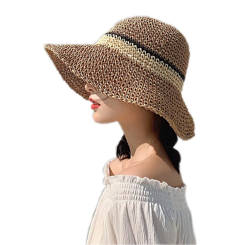 WITERY Sun Hat Floppy Straw Hat Wide Brim Foldable UV Protection Bucket Summer Beach Hat for Girls Women