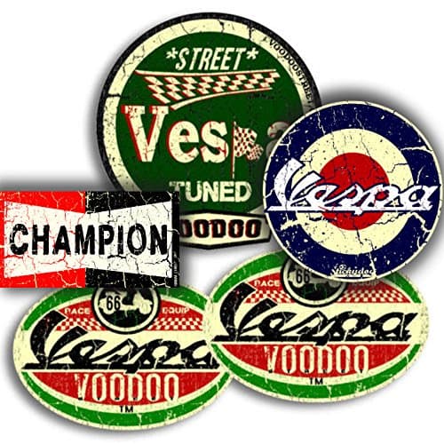 Vespa Mod Sticker Pack x 4 plus free Champion sticker