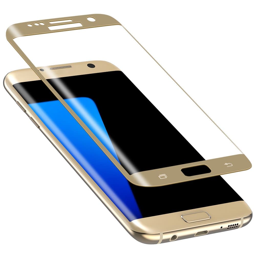 Galaxy S7 Edge Screen Protector, Snowpink Galaxy S7 Edge Tempered Glass Screen Protector Full Coverage Ultra HD Clear Anti-Fingerprint Anti-Bubble Film Screen Protector for Samsung Galaxy S7 Edge-Gold