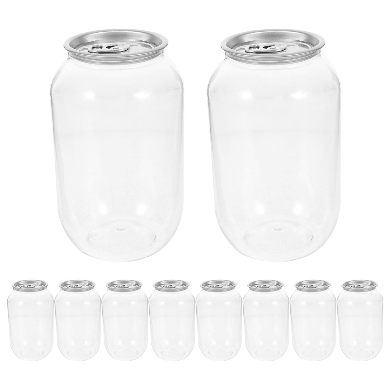 10pcs Plastic Juice Bottles Clear Empty Beverage Soda Bottle Canning Jars Disposable Water Bottles Drink Containers for Juice Coffee Milk Smoothie Homemade Beverages