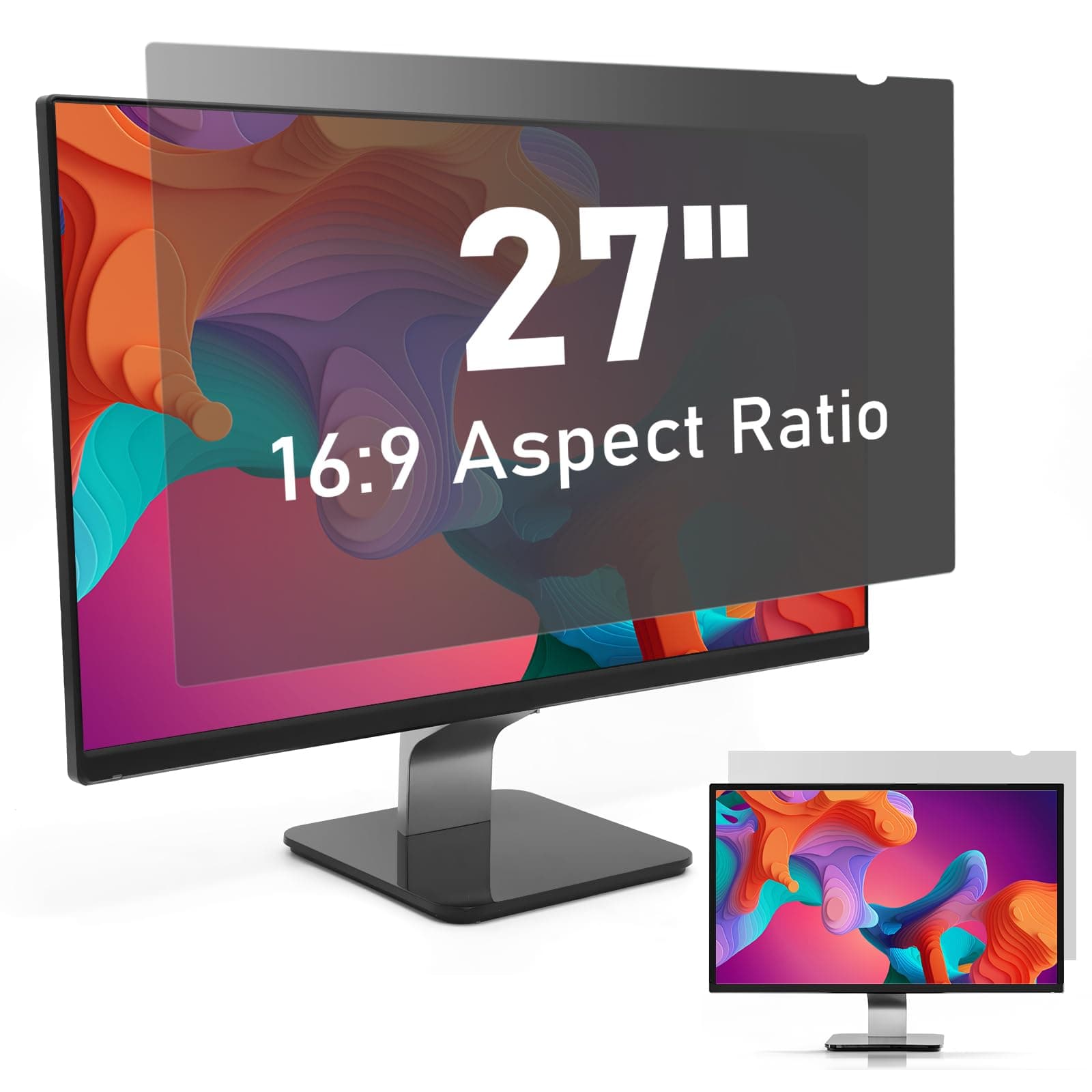 27 inch Computer Privacy Screen Filter,SOPPY Anti Glare Blue Light Scratch Protector Film for 27 inch Computer 16:9 Widescreen Monitor, Anti Spy Security Protector Shield (WxH: 598mmx337mm)