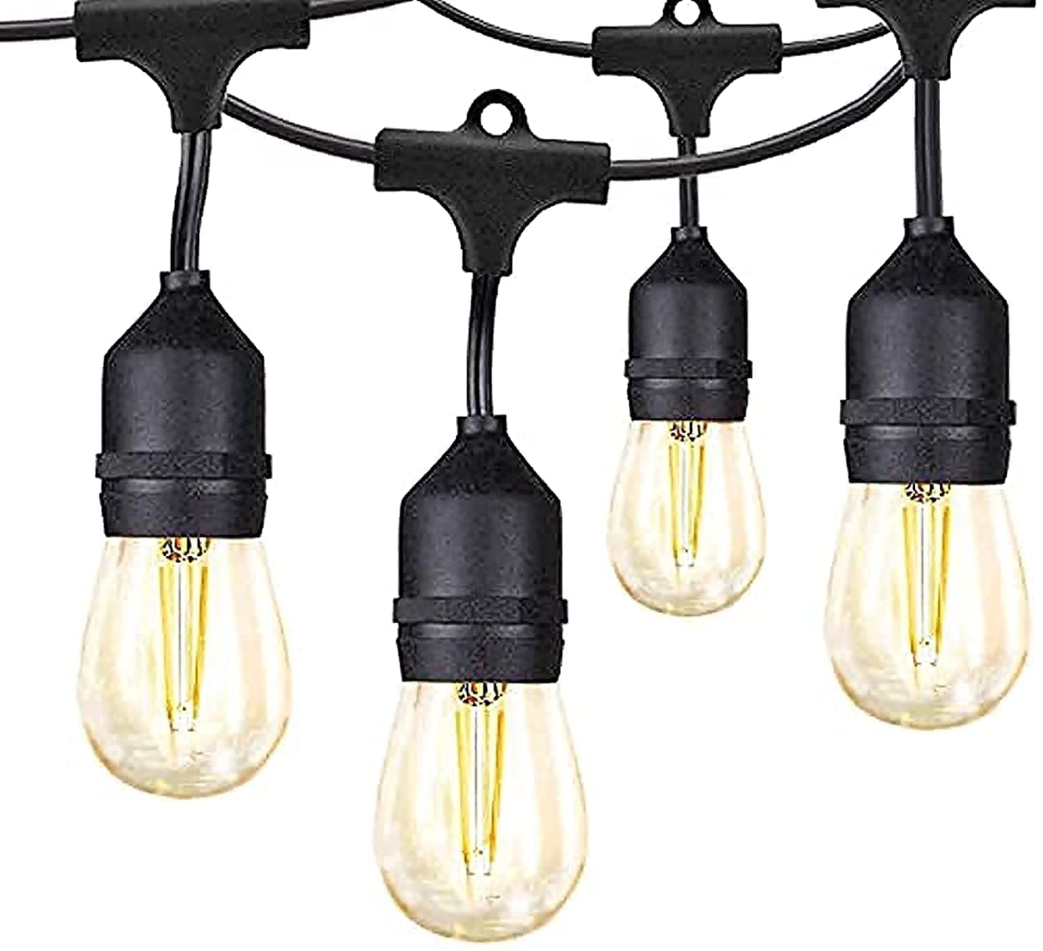 LIMOS Waterproof LED Outdoor String Lights - Hanging, Dimmable S14 2W Vintage Edison Bulbs - 15LED(15M) Commercial Grade Patio Lights Create Cafe Ambience in Your Backyard - Warm White