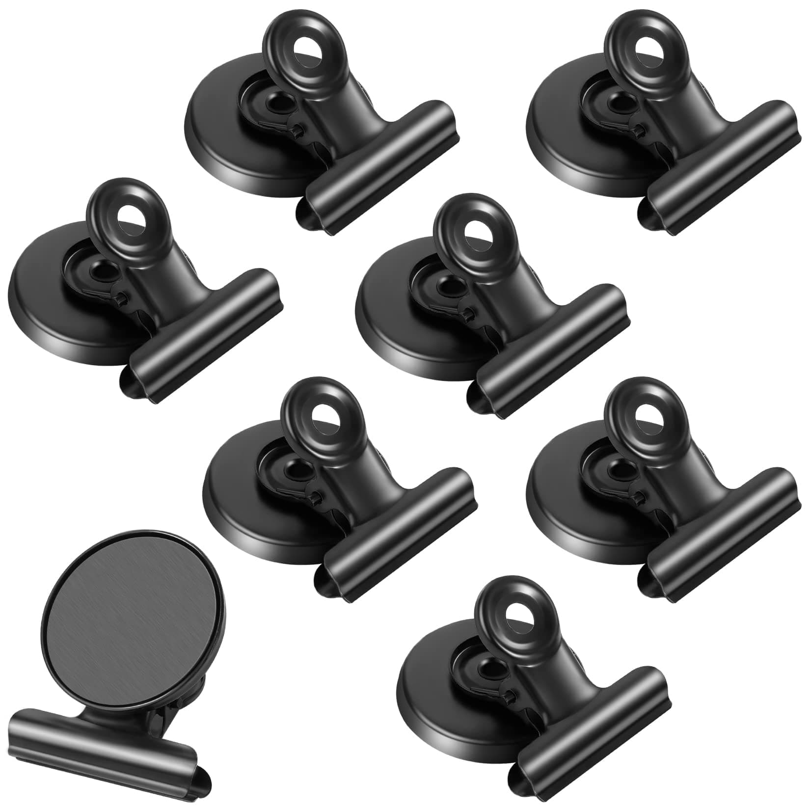 8 Pack Magnetic Clips, Scratch-Resistant Fridge Magnets, Black Whiteboard Magnets, Magnets for Whiteboard, Strong Magnets, Notice Board Magnets Perfect for Kitchen, Home, Office, School