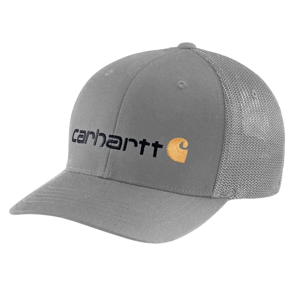 Carhartt Men's Rugged Flex Fitted Canvas Mesh-Back Logo Graphic Cap