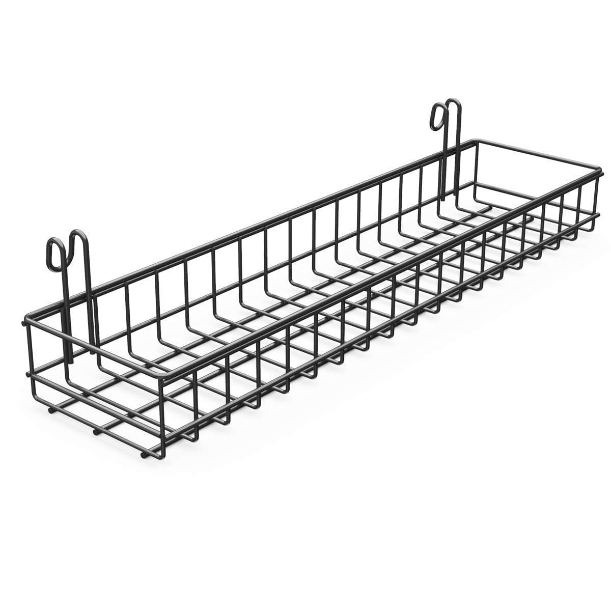 ANZOME Wire Wall Basket, Grid Basket with Hooks, Wall Mounted Organizer for Wall Grid, Kitchen Organizer, Wire Storage Shelf Rack for Home Supplies, Wall Decoration(Black)